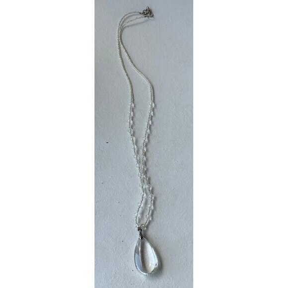 Unbranded Silver Fashion Necklace w/Clear Color Teardrop Shape Charm 14" Height - Picture 5 of 11